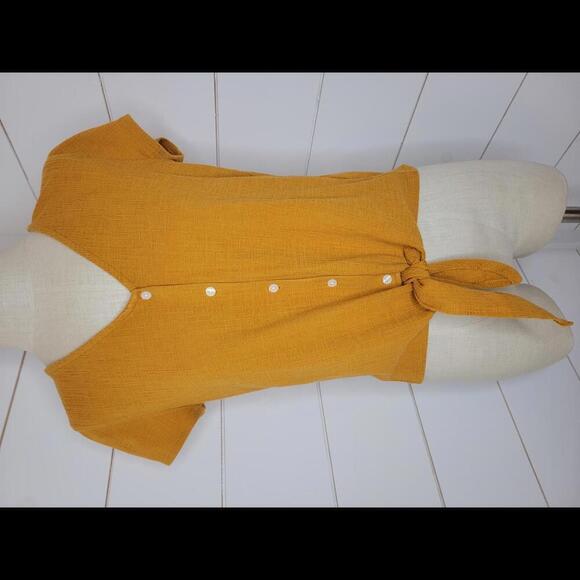 J Crew Small orangish mustard tie up shirt - Picture 1 of 6